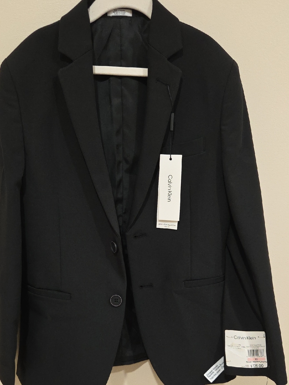 8Calvin Klein Kids Black Two-Button Notch Lapel Blazer